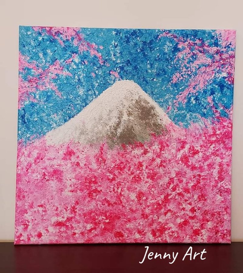 富士山櫻花 無框畫 抽象畫 畫作 掛畫 居家擺設 居家生活 - 海報/掛畫/掛布 - 其他材質 粉紅色
