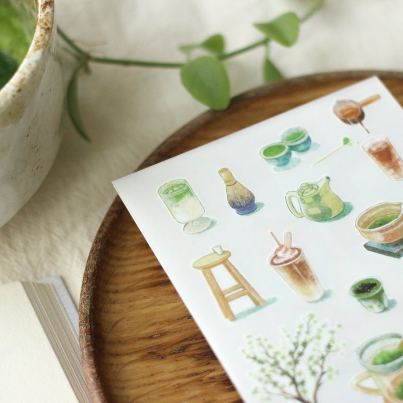 Matcha Garden | Print-on Stickers | teayoushop - สติกเกอร์ - พลาสติก 