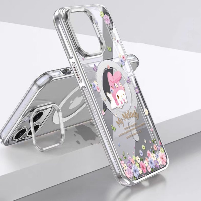 Sanrio iPhone full range of anti-yellowing magnetic metal frame invisible stand cases-Huayu Melody - Phone Cases - Other Materials Multicolor