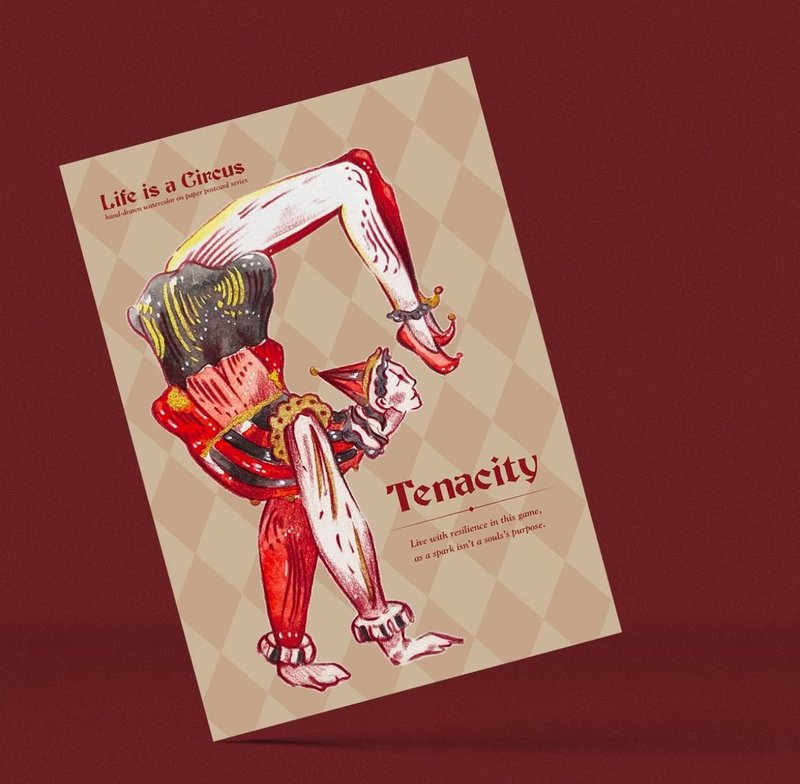 [Circus of Life Series] [Tenacity White Clown] Hand-painted watercolor postcard - Cards & Postcards - Paper 