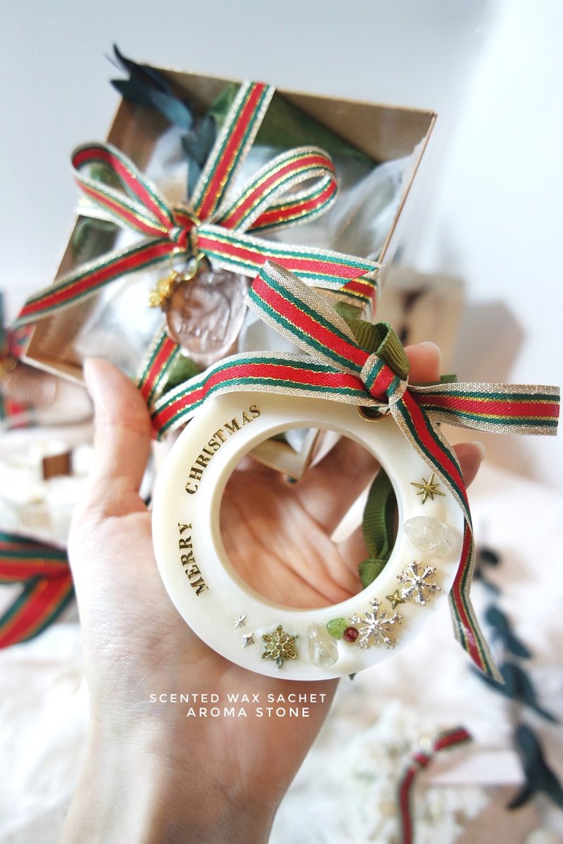 \ CHRISTMAS / 香薰水晶雪花蠟磚 擴香石 | 白水晶+石榴石+橄欖石 - 香氛/精油/擴香 - 蠟 白色