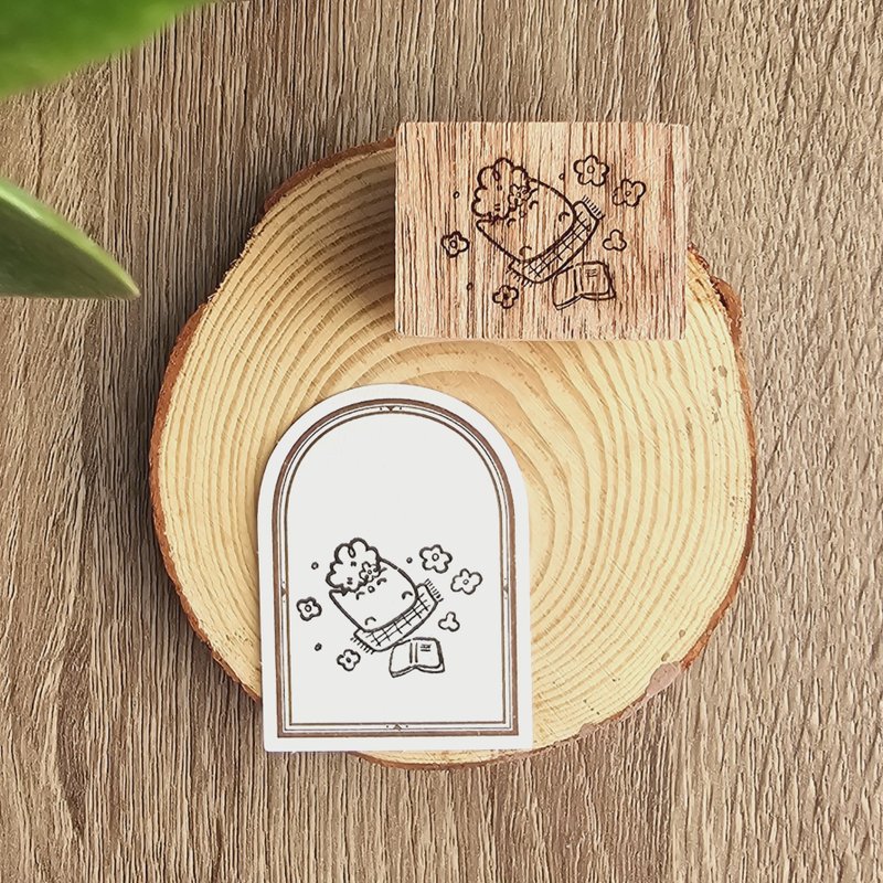 Hooray Springtime Rubber Stamp - 印章/印台 - 木頭 咖啡色