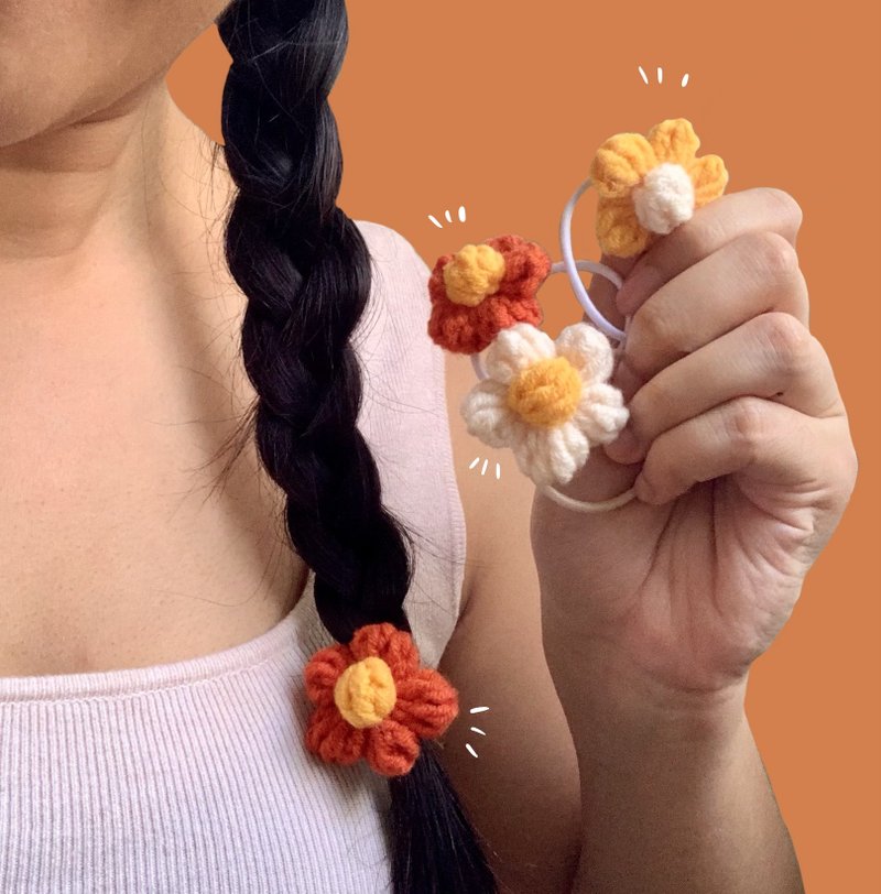 Flowers crochet hair rubber band - Hair Accessories - Other Materials Multicolor