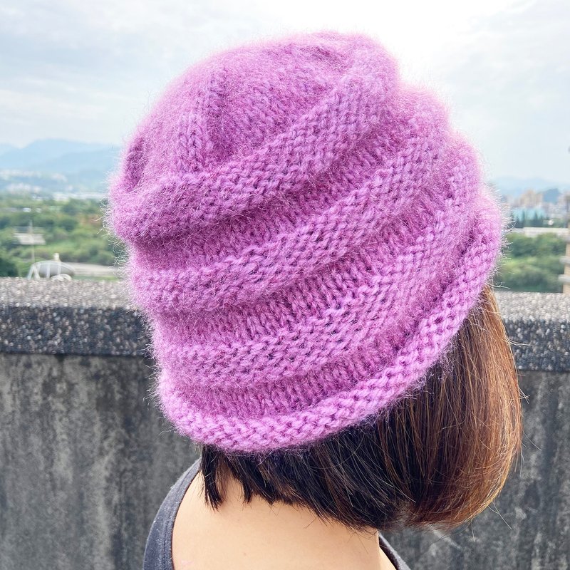 Hand-knitted woolen hat-cake hat - Hats & Caps - Wool Purple