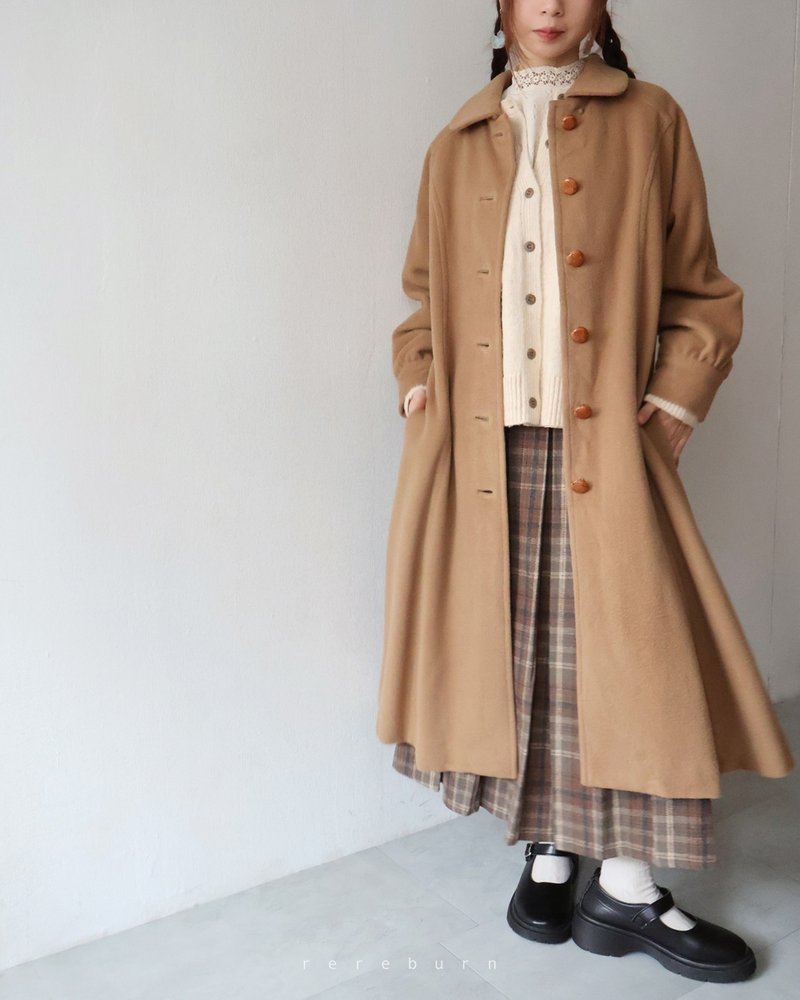 Early spring retro tailoring Japanese slim camel wool nylon coat - Women's Casual & Functional Jackets - Wool Orange