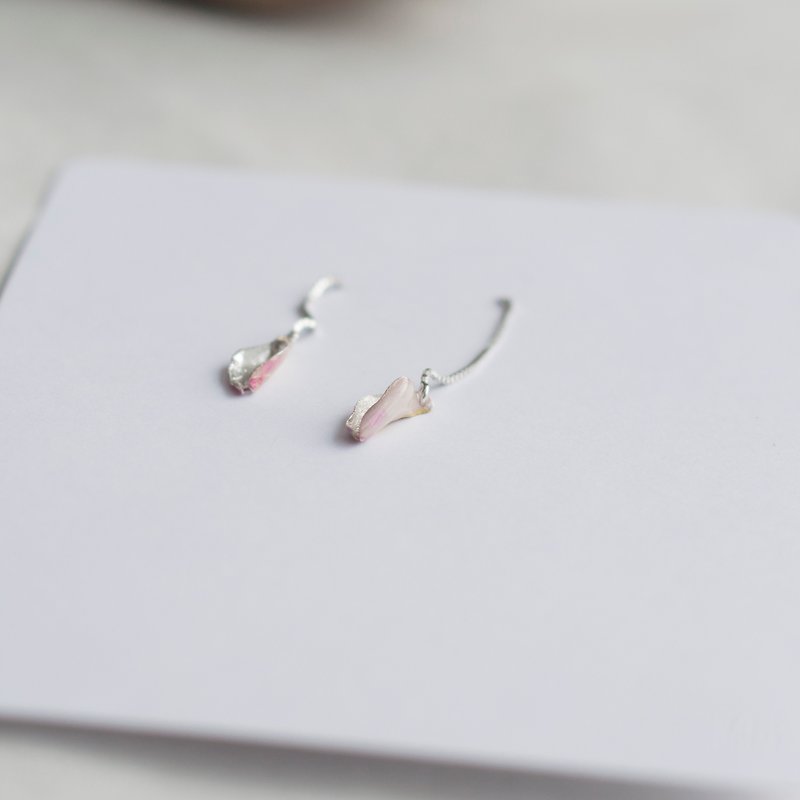 Light cherry earrings / Art Silver / enamel paint - Earrings & Clip-ons - Other Metals Pink