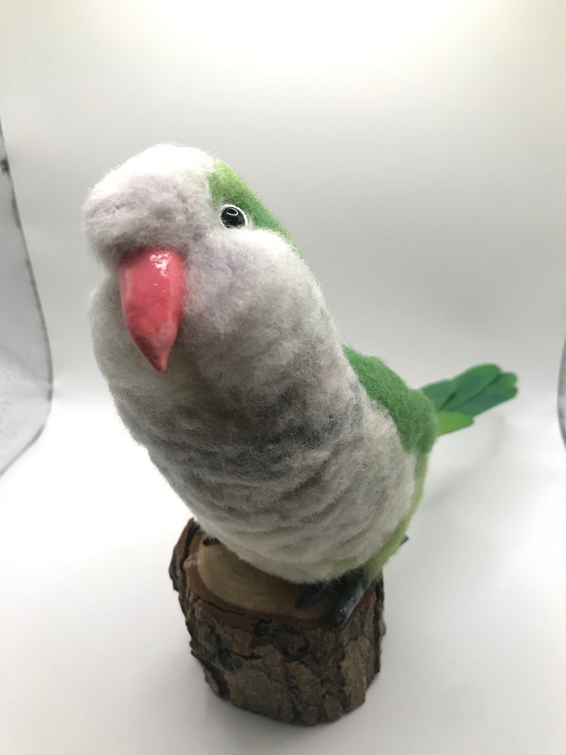 Monk parrot mini-realistic doll - ตุ๊กตา - ขนแกะ สีเขียว