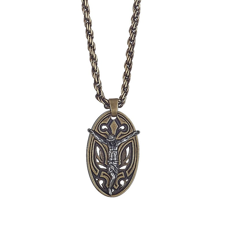 Carved King Jesus Necklace - Necklaces - Other Metals Gold