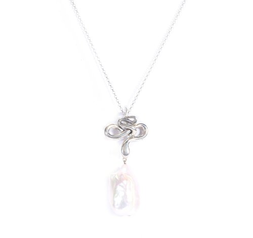 Fashion Museum Accessories 時尚博物館首飾 【聖誕禮盒】【畢業禮物】蛇系列-淡水珍珠S925純銀項鍊/項鏈