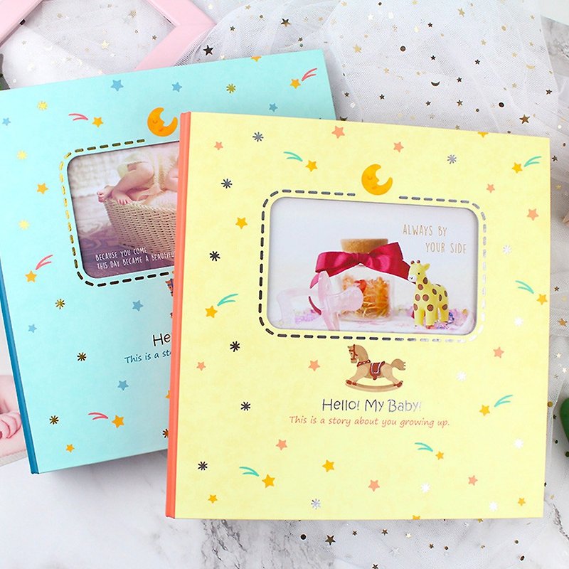 Chuyu 12K3 hole little wooden horse baby album/newborn growth album gift box-self-adhesive/15 sheets - Photo Albums & Books - Other Materials 