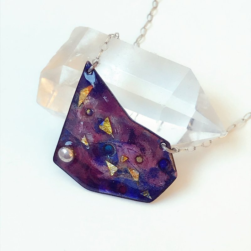 Sterling silver Enamel necklace - Necklaces - Other Metals Purple