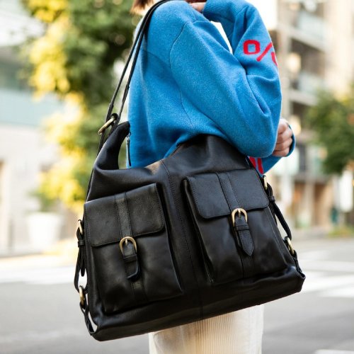 Leather Goods Shop Hallelujah 手提包 單肩包 斜揹包 大容量包包 多夾層收納 黑色