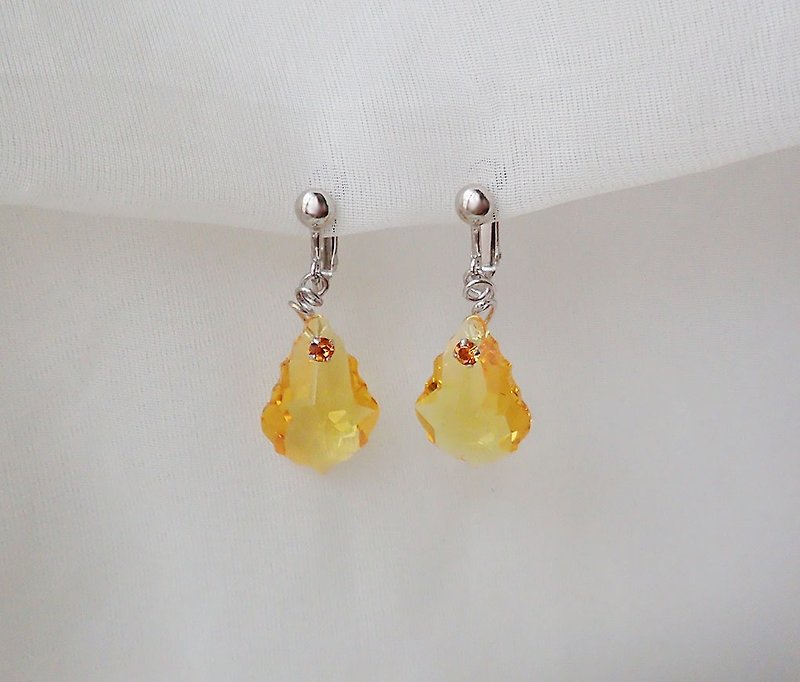 earrings with Baroque, SWAROVSKI ELEMENTS - Earrings & Clip-ons - Glass Orange
