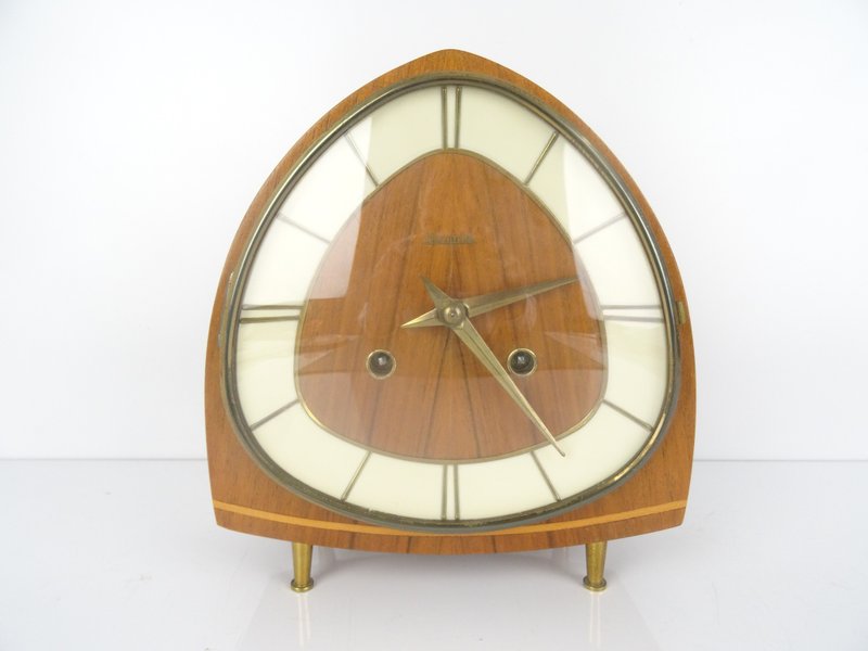 Antique Vintage HERMLE Mantel Clock shelf Bracket 8 day (Junghans Hermle era) - 時鐘/鬧鐘 - 木頭 咖啡色
