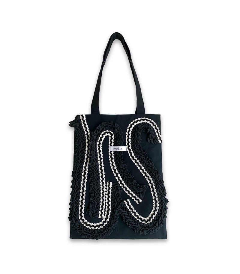 Smocking Tote Bag 08 - トートバッグ・ハンドバッグ - コットン・麻 ブラック