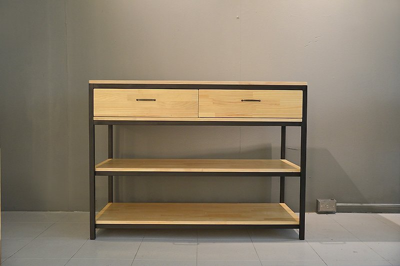 Industrial style double drawer _ storage three-layer storage cabinet - เฟอร์นิเจอร์อื่น ๆ - ไม้ 