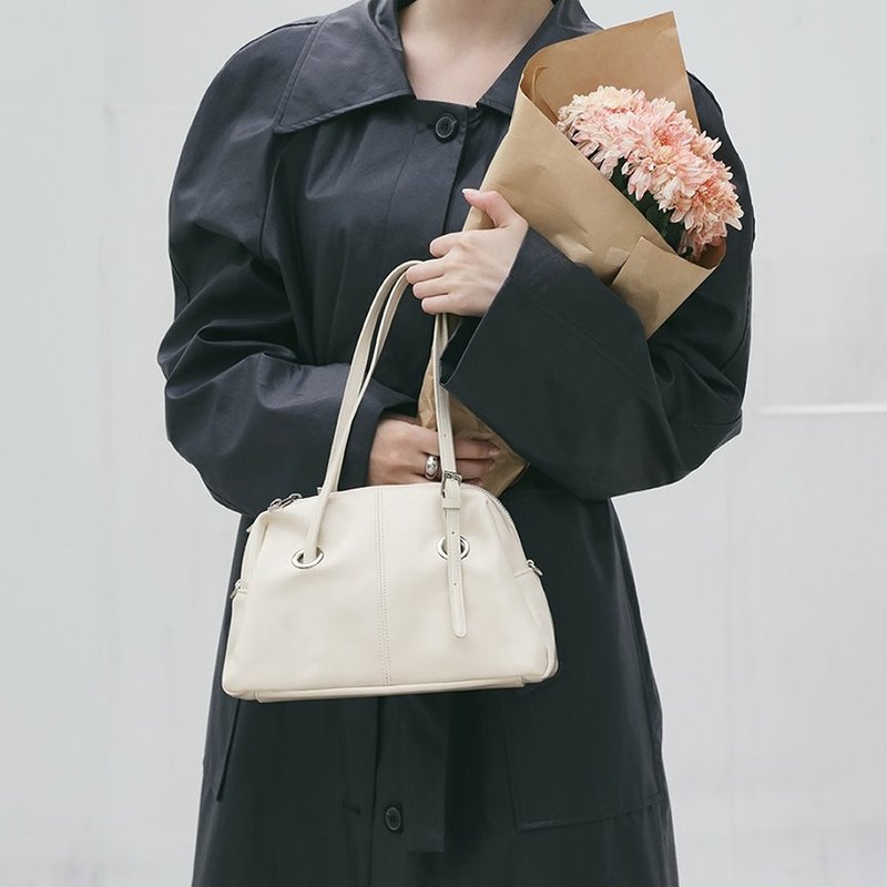 韓國製 MUR Arti Vegan Leather 包包 (Crinkle ivory) - 側背包/斜背包 - 環保材質 