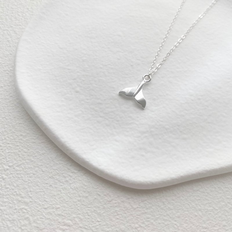 Lucky Symbol | Whale Tail | Sterling Silver Necklace - Collar Necklaces - Sterling Silver Silver