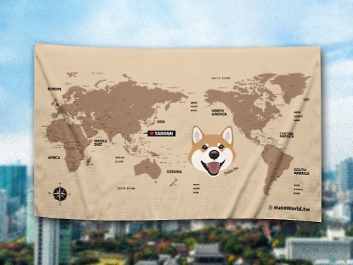 MakeWorld.tw 地圖製造 Make World地圖製造 運動浴巾 (柴犬/赤)