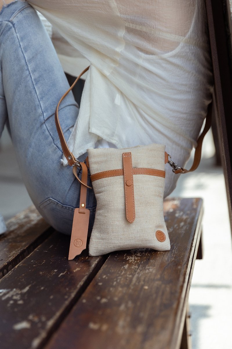 Mercury cotton and Linen small cross-body bag with adjustable straps - Messenger Bags & Sling Bags - Cotton & Hemp Khaki