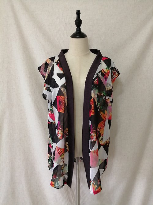 KAKI Designer collection 熱帶渡假風情開襟背心罩衫