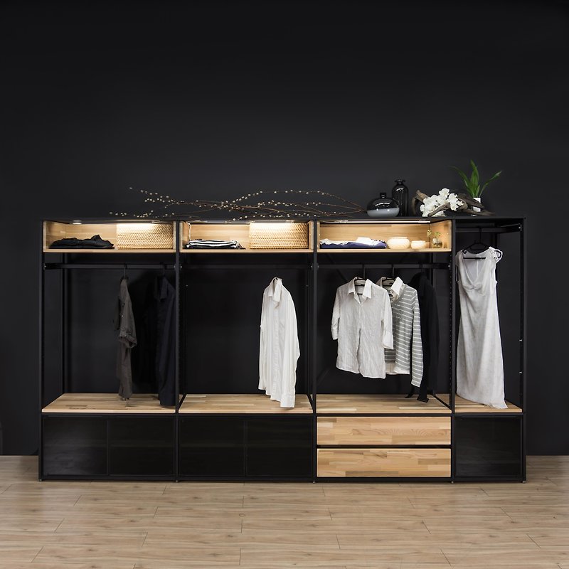 Creesor-Shido 40 Industrial Wind Cabinet/Wardrobe - ตู้เสื้อผ้า - โลหะ สีดำ