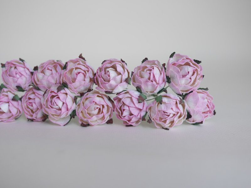 Paper Flower, DIY supplies 25 pieces DIY peony size 3.5 cm., pink brush color - Other - Paper Pink