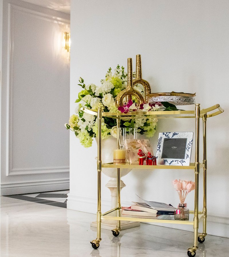 The first choice for Mother’s Day gifts [Urban Light Luxury Three-layer Glass Dining Cart] Home Storage│Life Aesthetics - Other Furniture - Glass Gold