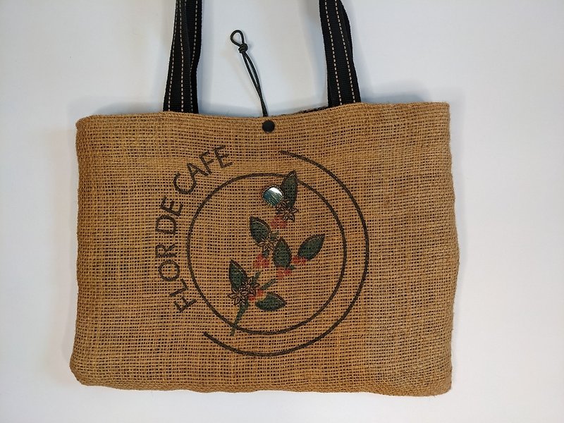 Recycled coffee linen stain-resistant and durable side backpack-FLOR DE CAFE - Messenger Bags & Sling Bags - Cotton & Hemp 