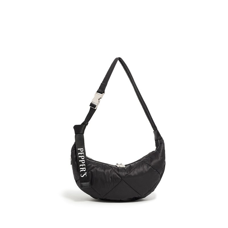 LIGHT soft light boat-shaped shoulder bag - simple black - Handbags & Totes - Nylon Black