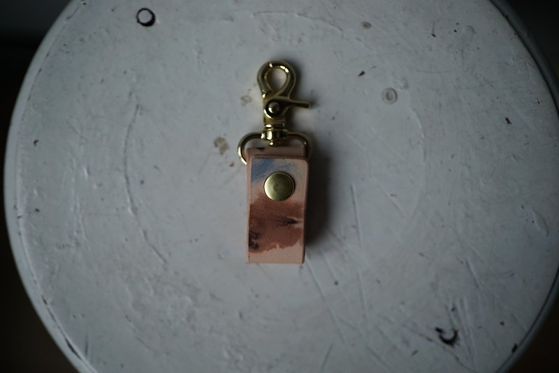 Hand dyed leather key ring - Keychains - Genuine Leather 