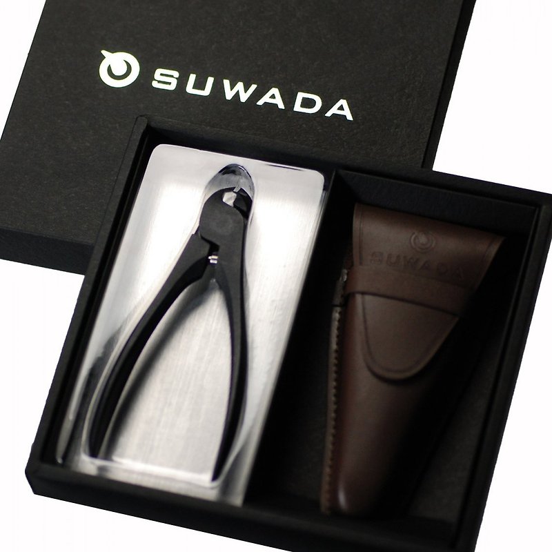 SUWADA日本の職人の爪切り-ブラック鋼L-革収納ギフトボックスセット - その他 - 金属 ブラック