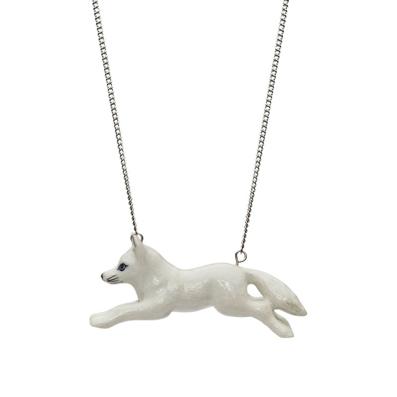 AndMary 手繪瓷項鍊-雪狐 禮盒裝 Snow Fox Necklace - 項鍊 - 瓷 白色