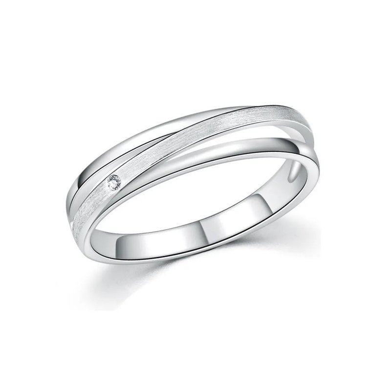 無限&愛 鑽石白鋼 男戒 - 戒指 - 鑽石 白色