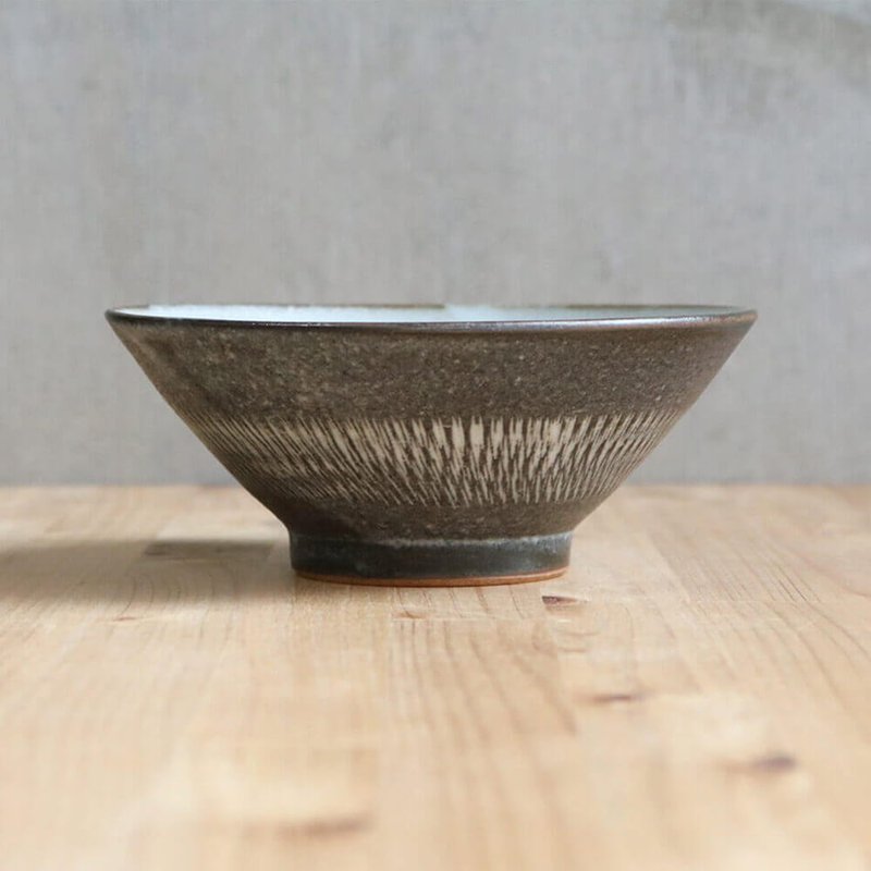小石原焼 飯碗 飛び鉋 お茶碗 森山寛二郎 實山窯 - 碗 - 陶 灰色