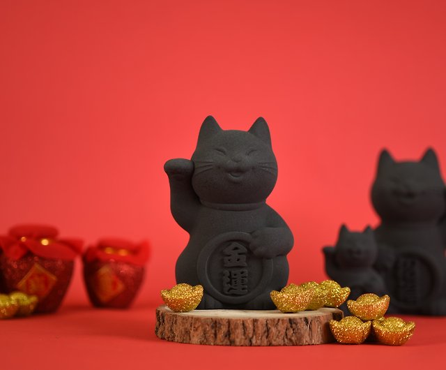 Huge charcoal money is enough to attract wealth] My whole body is black  purr 15 cm lucky cat series - Shop cement-niyan Stuffed Dolls & Figurines -  Pinkoi