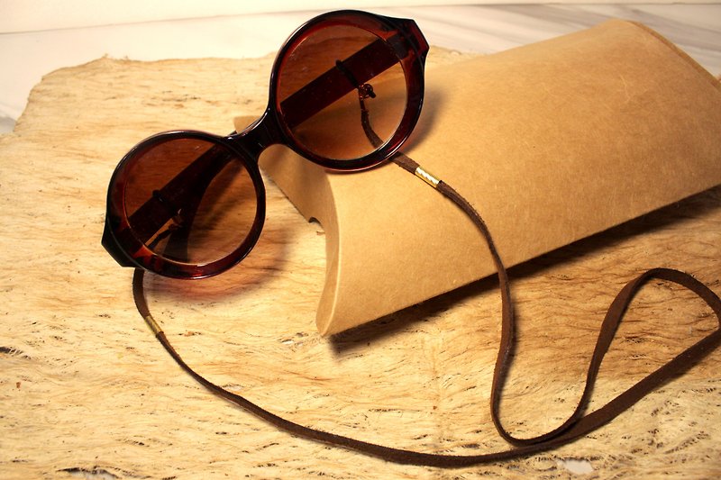 Brown Mink Glasses chain Necklace - กรอบแว่นตา - หนังแท้ สีนำ้ตาล