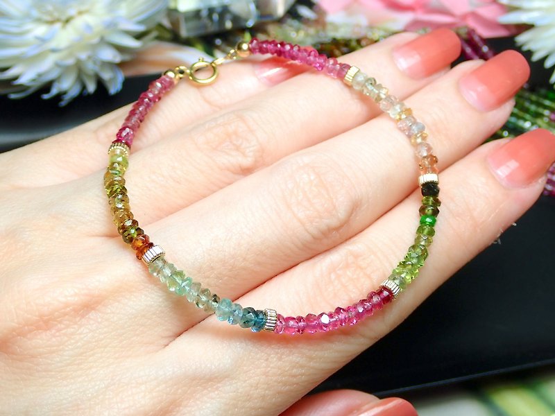 Goddess must. Gradient Tourmaline Small Design Bracelet - Bracelets - Crystal Multicolor