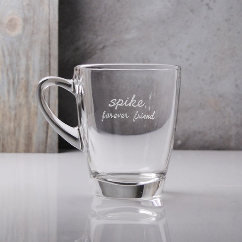 320cc [customized gift] lettering carved glass birthday custom mug - Mugs - Glass Gray