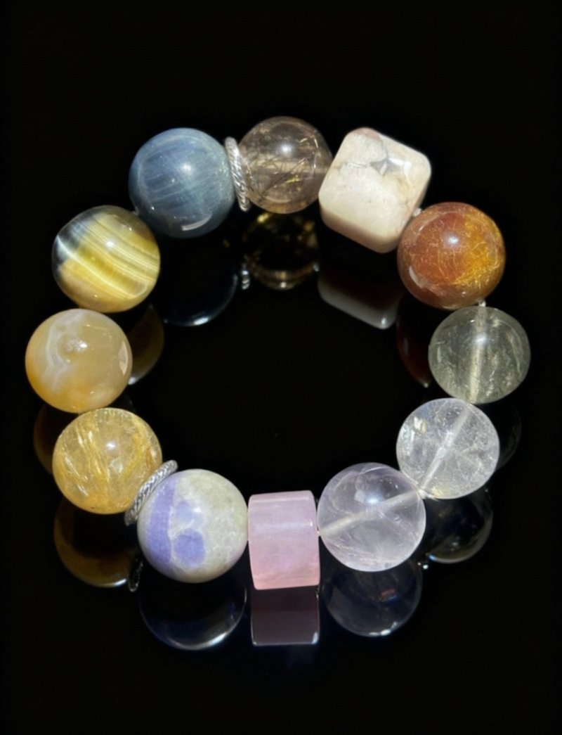 Crystal.EAA 設計款水晶手鏈 霧嶼 金鈦晶 紫方鈉 銅髮晶 粉晶 - 手鍊/手環 - 水晶 多色