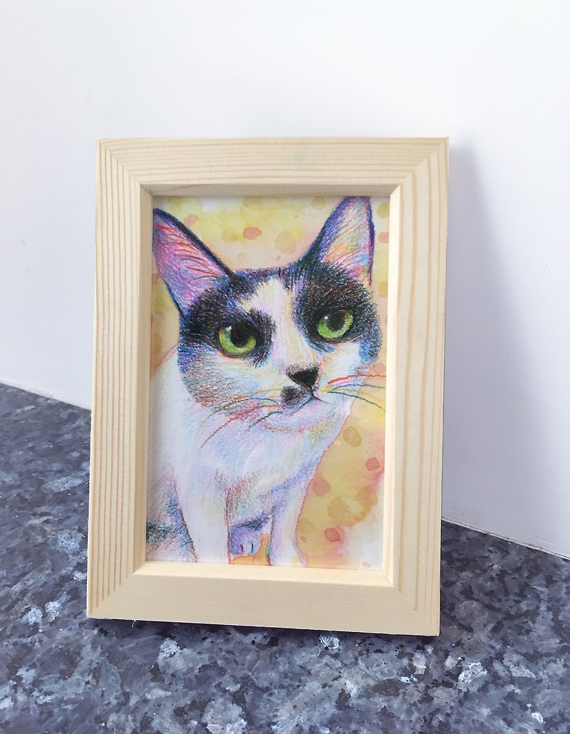 寵物貓狗肖像畫訂製 專業似顏繪 送畫框 - 其他 - 紙 多色
