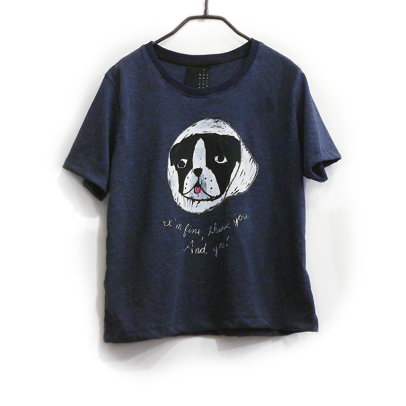 French Bulldog - Top T shirt - เสื้อยืดผู้หญิง - ผ้าฝ้าย/ผ้าลินิน สีดำ