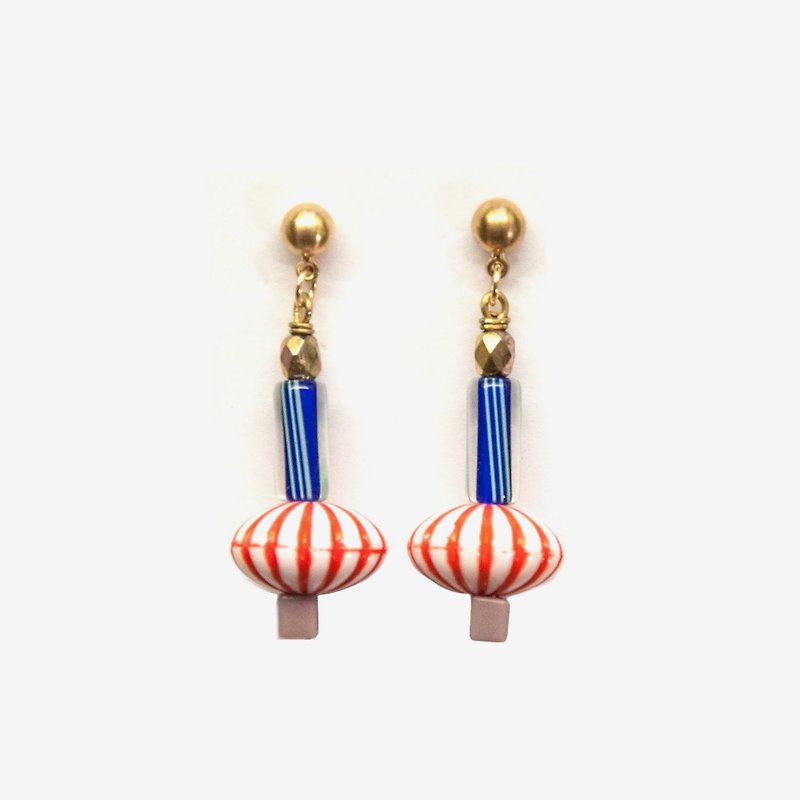 Retro Circus Red Candy Ball Earrings, Post Earrings, Clip On Earrings - Earrings & Clip-ons - Other Metals Red