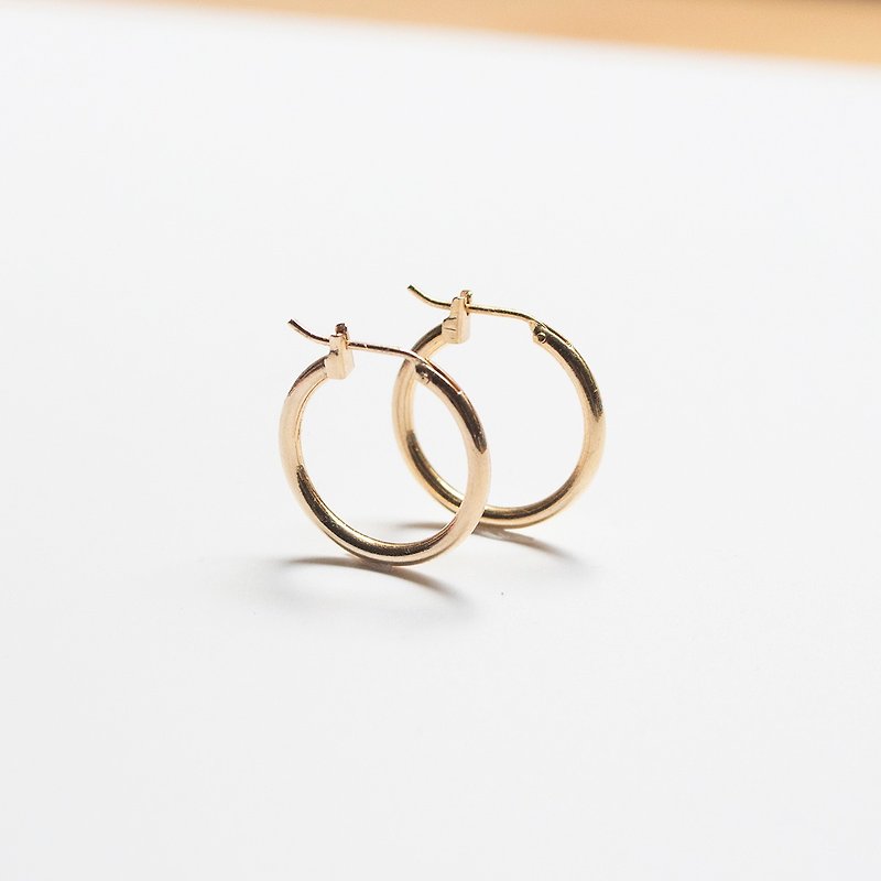 Brass Hoop Earrings (L) / Christmas gift - ต่างหู - ทองแดงทองเหลือง สีทอง