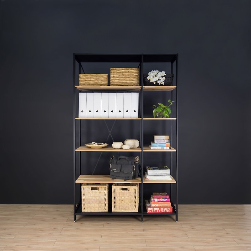 Creesor-Shido40 industrial wind combination cabinet bookcase display cabinet storage cabinet - Bookshelves - Other Metals Black