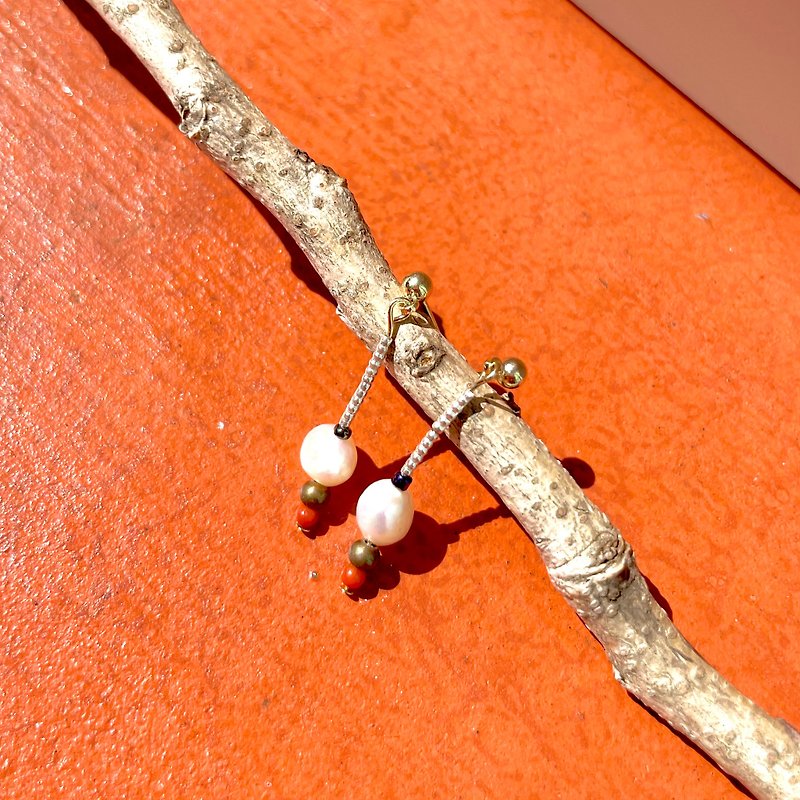 Semi-Precious Stones Earrings & Clip-ons Multicolor - Sterling Silver/Natural Pearl/Agate Earrings