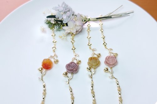 SixCats Accessories Six Cats 天然石 阿拉善 山茶花 14K注金 設計款 手鍊 禮物