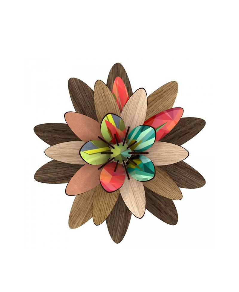 イタリアMIHO木製デザイン花の壁飾り（花の凍結振動） - 観葉植物 - 木製 多色