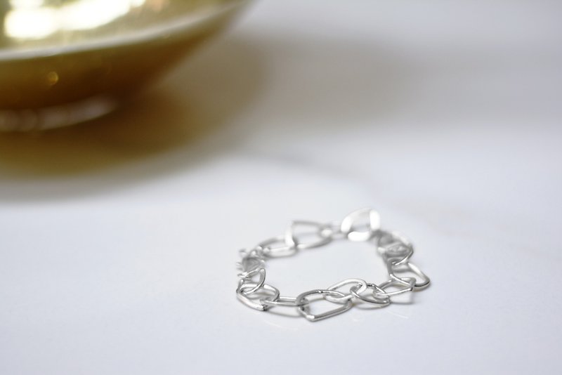 Corner circle ring sterling silver bracelet - Bracelets - Sterling Silver Silver