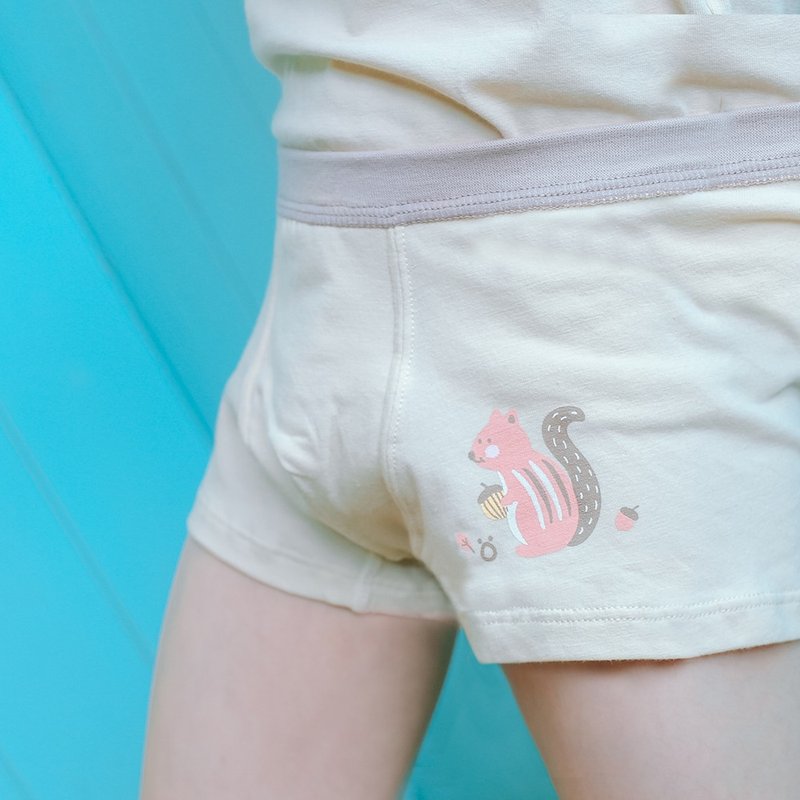 Boys' boxer briefs - quirky striped squirrel - เสื้อยืด - ผ้าฝ้าย/ผ้าลินิน ขาว